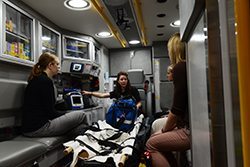 Erin Glover, with Hennepin County EMS, gives a tour of the rig