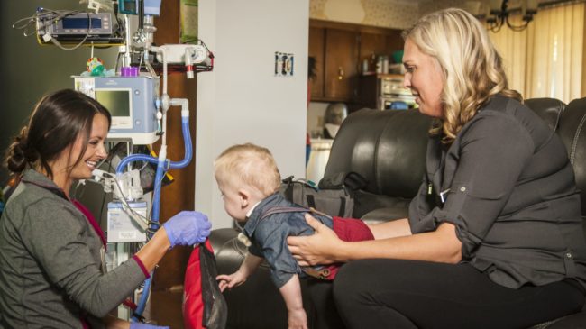 PHS respiratory therapist Tera provides care for Easton