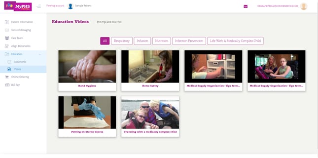 An example of the education videos available in MyPHS Portal